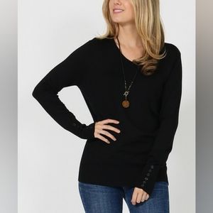 Black v-neck sweater